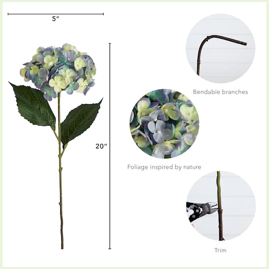 20" Blue Hydrangea Flower Stems, 3ct.